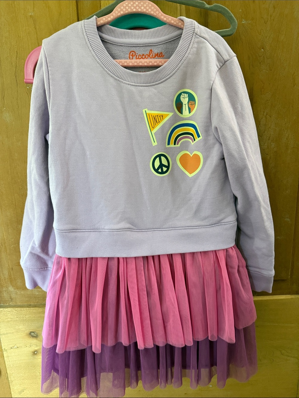 Piccolina Lavender Pullover Dress with Pink & Purple Tulle Skirt